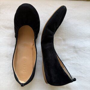 J.Crew Cece Women's Black Walking Casual Slip On Ballet Flats Suede Shoes, 11